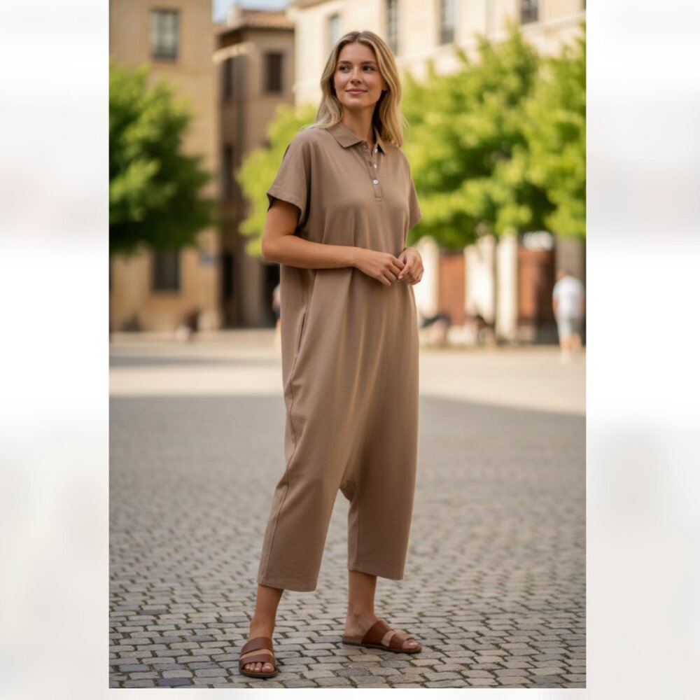 NWOT  ZARA BAGGY COTTON JUMPSUIT LAGENLOOK RELAX FIT BLOGGERS FAV